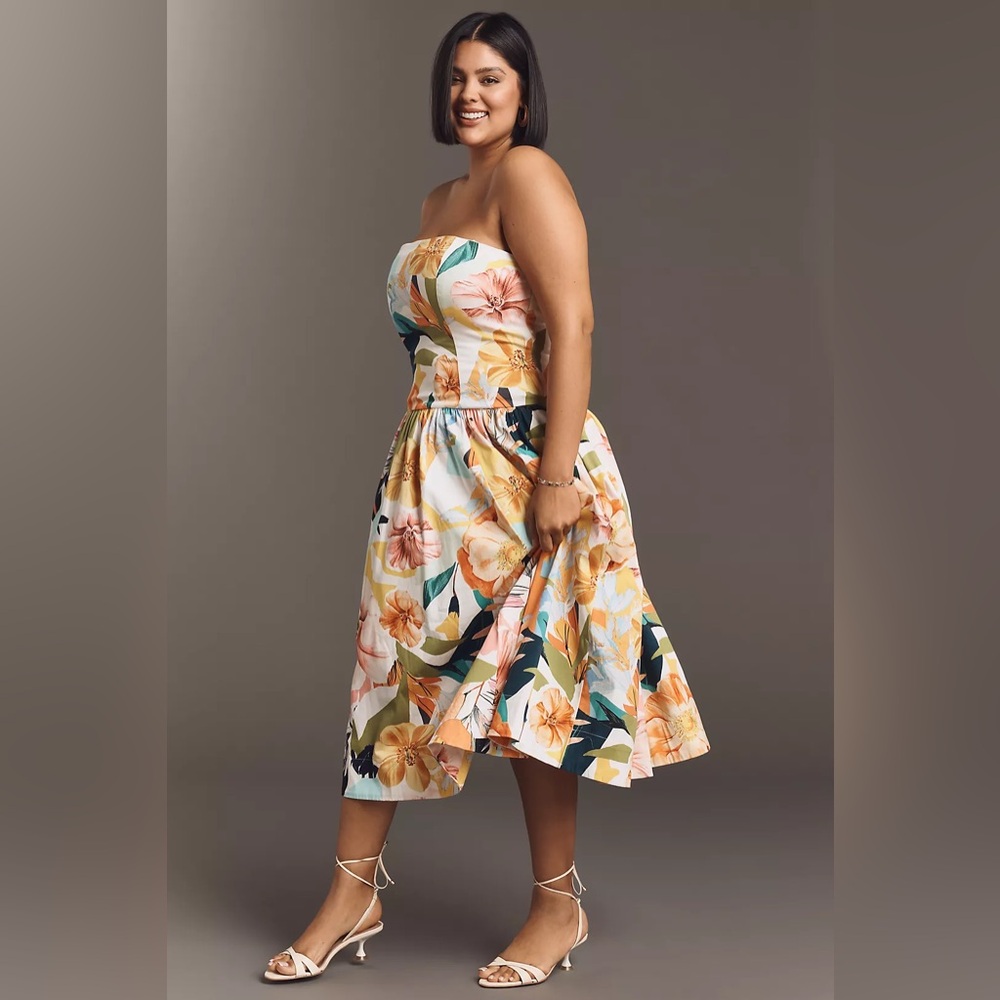 NWT!! Anthropologie Drop-Waist Floral Dress - Picture 4 of 9